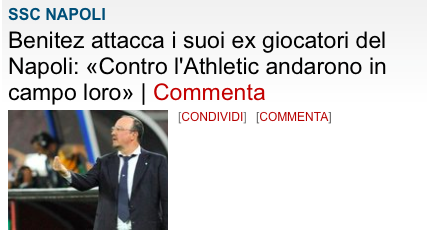 Il Mattino prima monta il caso Benitez su una bugia e poi definisce penoso lo spagnolo