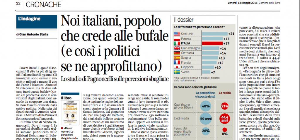 Tre anni dopo, il Corriere della Sera scrive che gli italiani sono creduloni