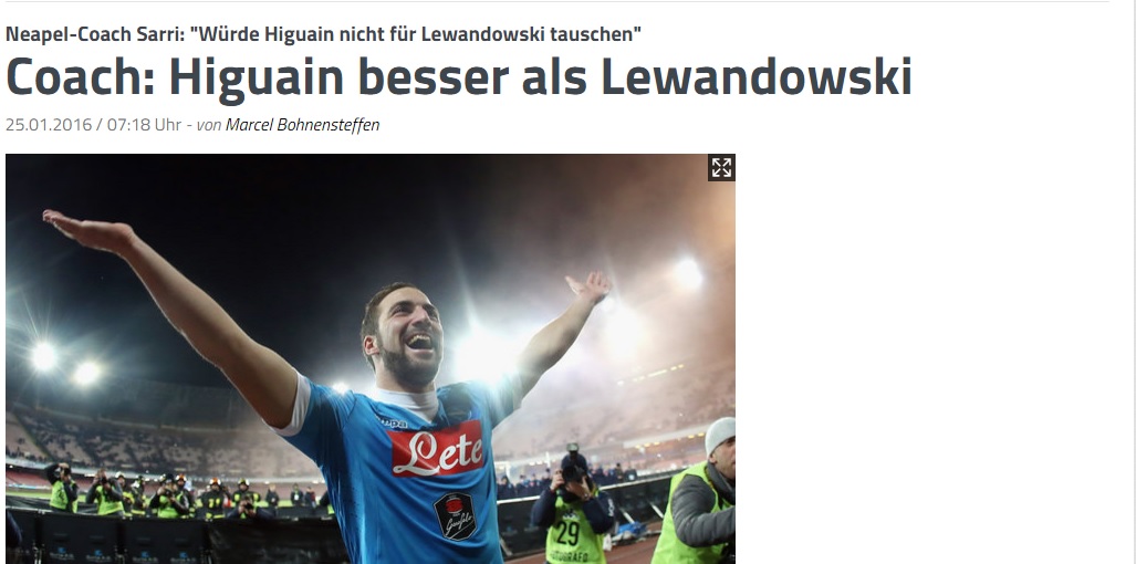 Il Napoli all’estero: per la Spagna, gli azzurri «distruggono la Sampdoria». In Germania si parla di Higuain-Lewandowski