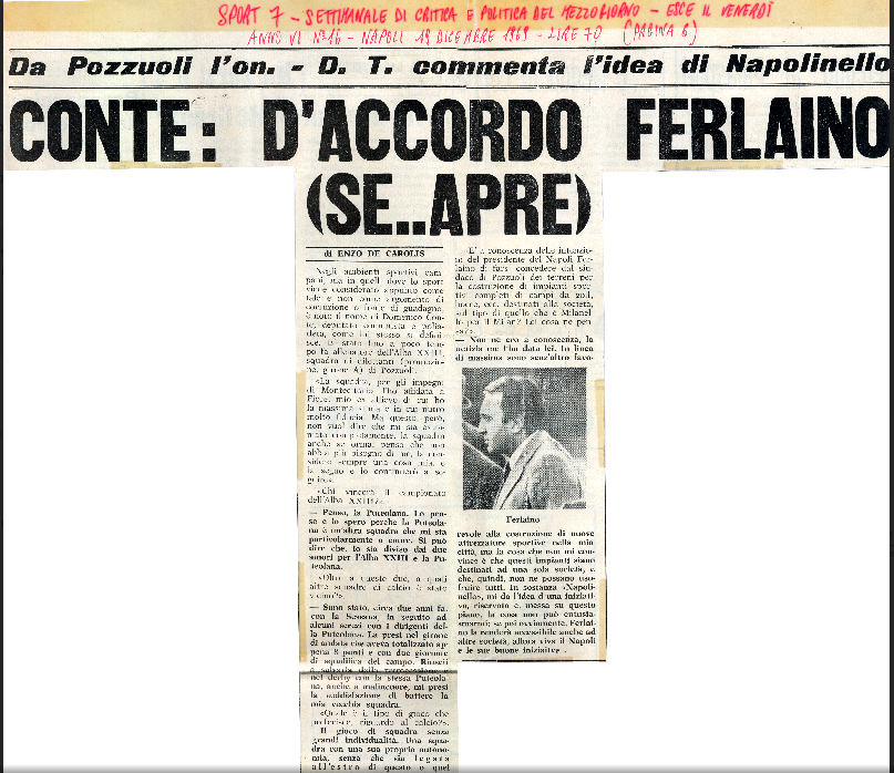 Quando il neopresidente Ferlaino pensò di realizzare Napolinello, la Milanello del Napoli