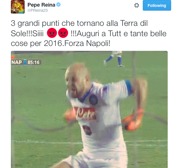 Reina risponde a un tifoso dell’Atalanta su Twitter: «Voi fate i cori razzisti e io sono antisportivo perché esulto?»