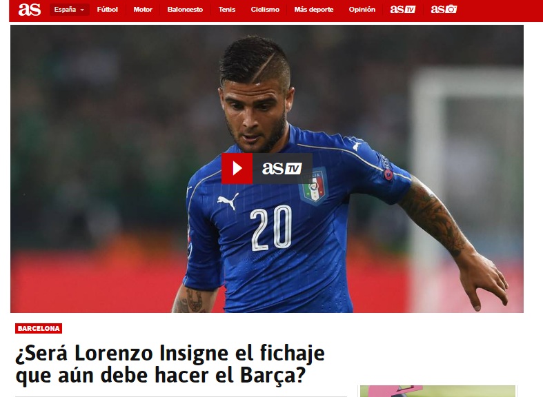 Per gli spagnoli di As, Insigne al Barça è possibile. Il perfetto progetto vincente