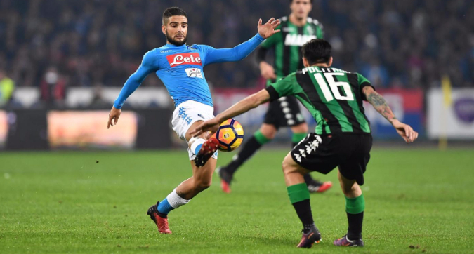 Napoli-Sassuolo 1-1, Defrel risponde a Insigne. Palo di Callejon al 93′