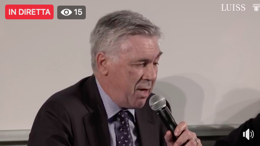 Ancelotti alla Luiss: «Col Napoli voglio battere il record di otto anni di permanenza al Milan». E si commuove parlando del figlio Davide (VIDEO)