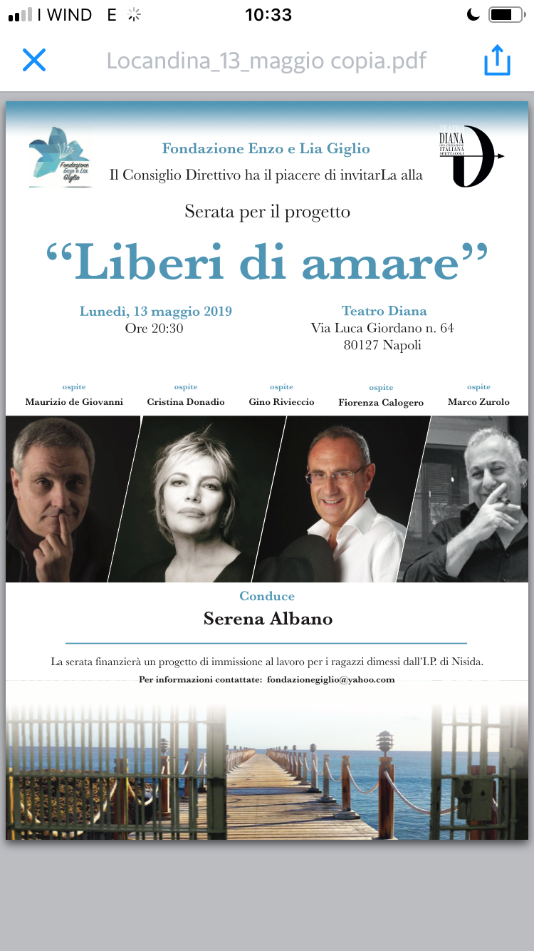 “Liberi di amare”: al Diana Cristina Donadio, Gino Rivieccio, Maurizio de Giovanni e Marco Zurzolo